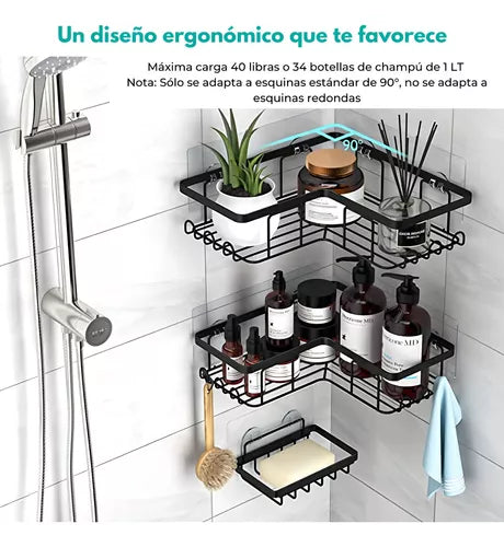 Esquinero Organizador Ducha Baño Jabonera Estante Set 3 Pzs