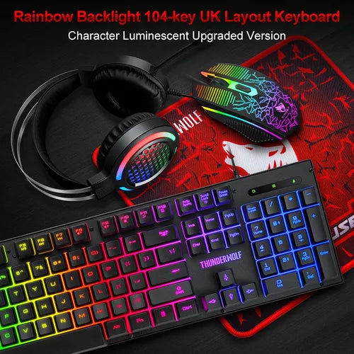 Kit Teclado Ratón Gamer Profesional USB Negro Tf400