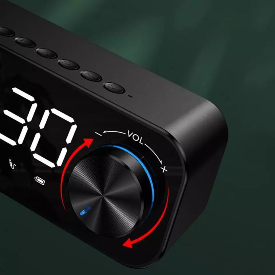 Reloj despertador Digital FM Radio inalámbrico Bluetooth espejo Negro