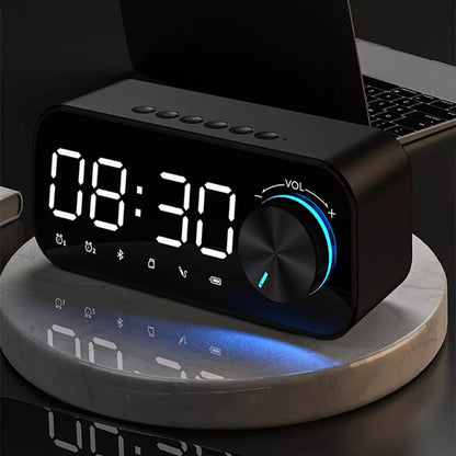 Reloj despertador Digital FM Radio inalámbrico Bluetooth espejo Negro