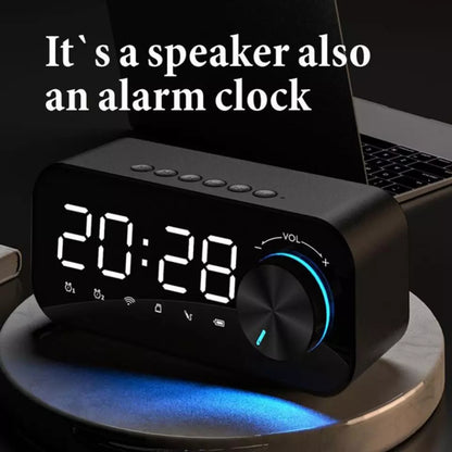 Reloj despertador Digital FM Radio inalámbrico Bluetooth espejo Negro