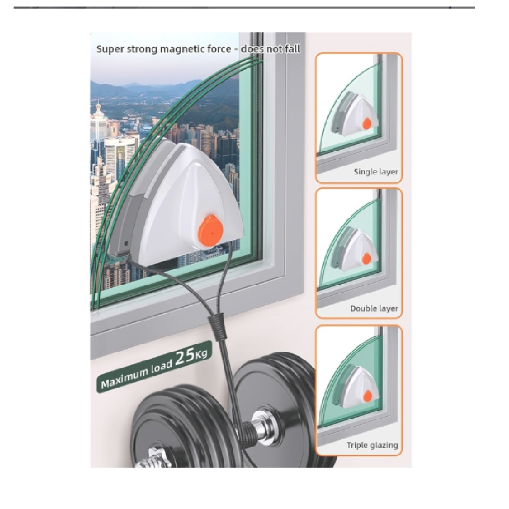 Limpia vidrio magnético triangular de doble cara