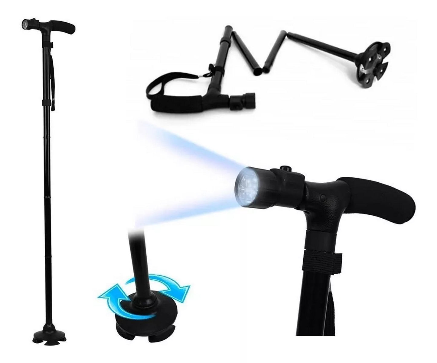 Trusty Cane Baston Ortopedico Plegable Con Linterna Luz Led